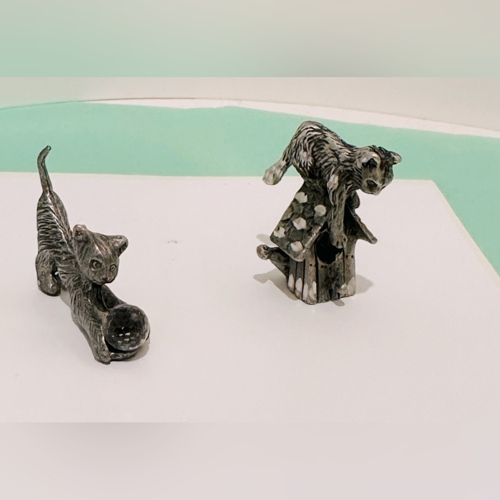 Cuteri Cat Kitten Signed Pewter Animal Figurine Vintage RARE (00300)